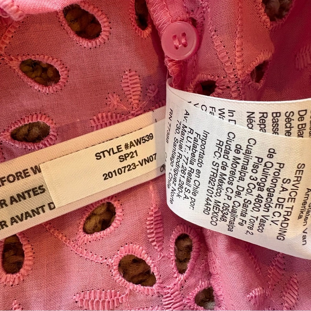 J Crew Puff-Sleeve Popover Top in Eyelet Pink Size Medium - Picture 12 of 14